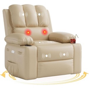 Recliner Chair with Heat and Massage - 360° Swivel&Faux Leather Rocking Chair with Cup Holder for Living Rooms, Bedrooms - 1 of 4