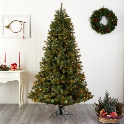 7.5' Green Pine Artificial Christmas Tree with Clear Lights