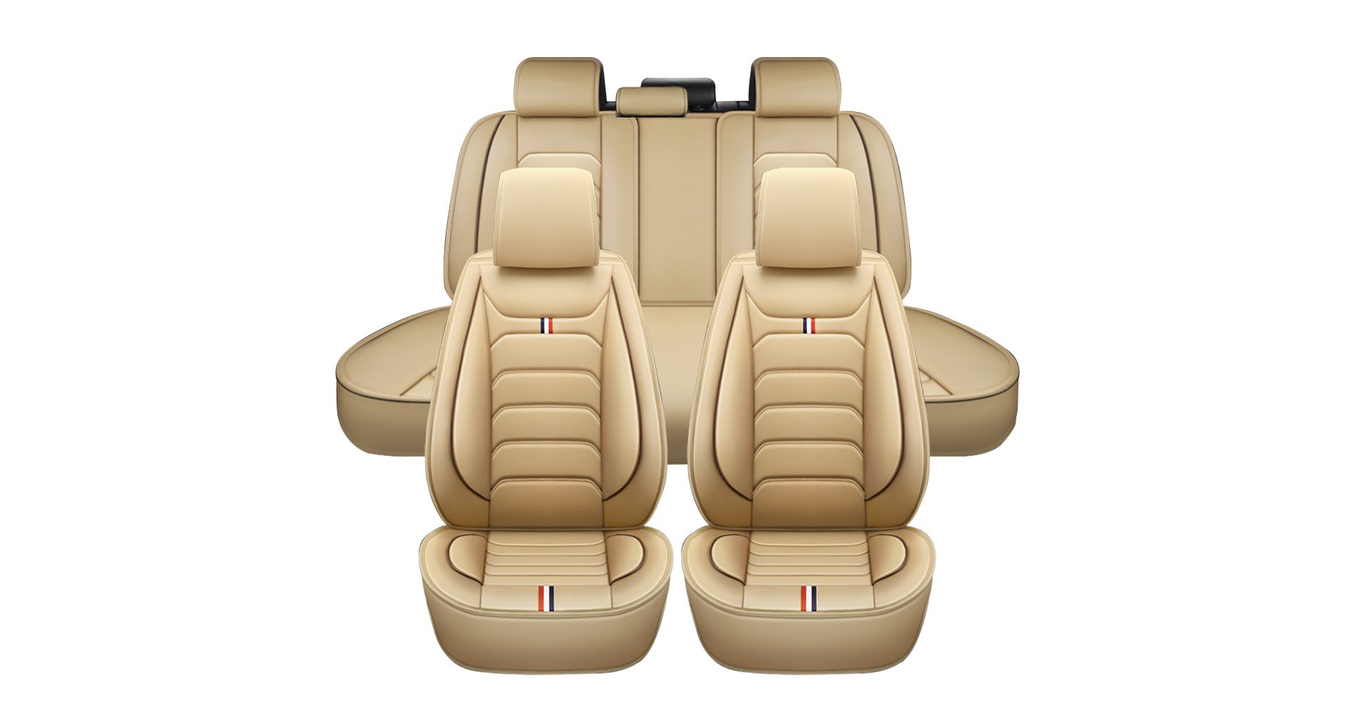 Bekrvio Full Set Car Seat Covers, PU Leather Seat Covers for 5 Seats, Universal Fit Automotive Interior Protector for Sedan SUV Truck
