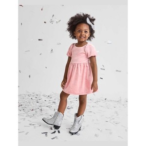 The Children's Place Baby Girls Short Sleeve Glitter Bow Velour Bubble Dress Pink 18-24 M - 1 of 4