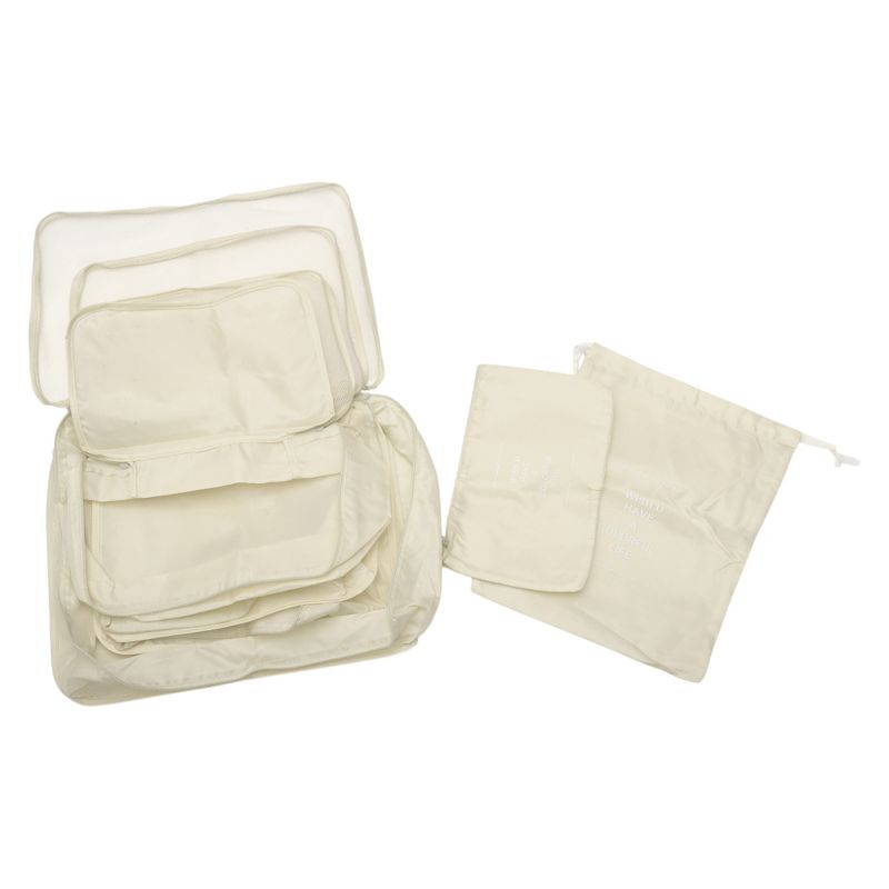 Unique Bargains Portable Packing Cube Set Beige 6 Pcs