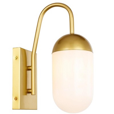 Elegant Lighting Kace 1 light Brass and frosted white glass wall sconce