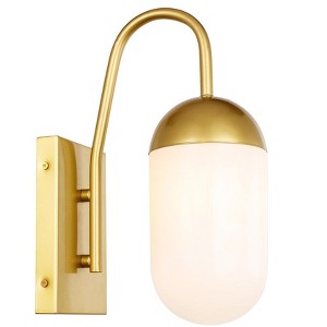 Elegant Lighting Kace 1 light Brass and frosted white glass wall sconce - 1 of 4