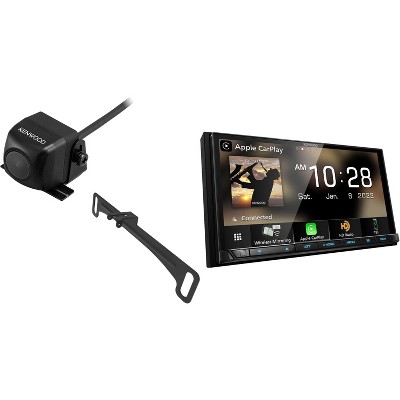 Kenwood DMX908S MultiMedia Receiver with CMOS-230LP Rearview Camera with License Plate Mounting Hardware