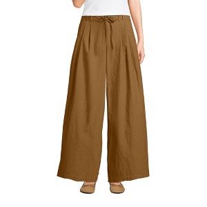 Lands' End Women's Poplin Mid Rise Pleated Slouchy Pants - 1 of 4