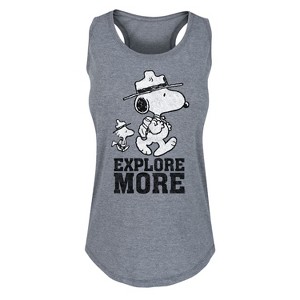 Women's - Peanuts - Camper Snoopy Graphic Racerback Tank - 1 of 4
