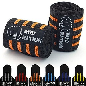 WOD Nation Wrist Wraps & Straps for Gym & Weightlifting (18 inch) - Gym Wrist Straps Support for Women & Men - Black/Orange - 1 of 4
