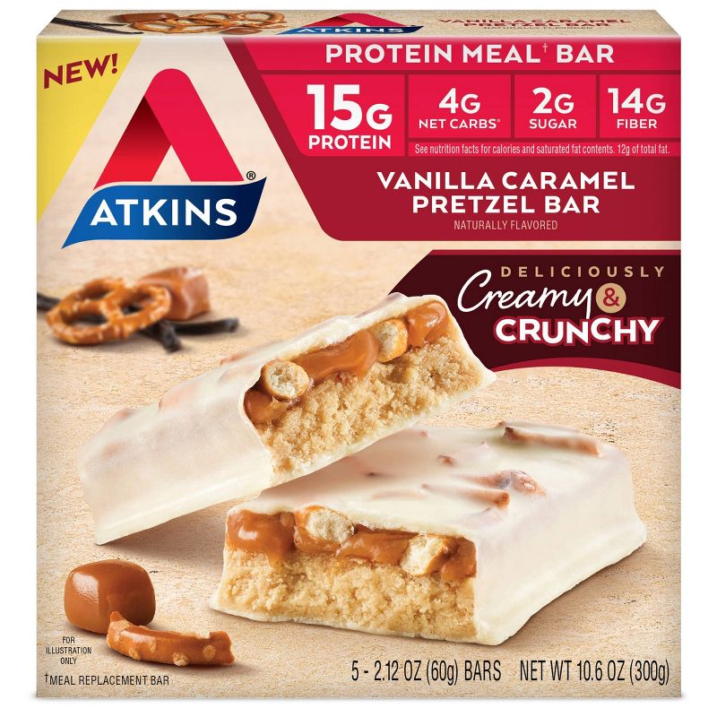 Atkins Pretzel Meal Bars - Vanilla Caramel - 5pk, 1 of 7