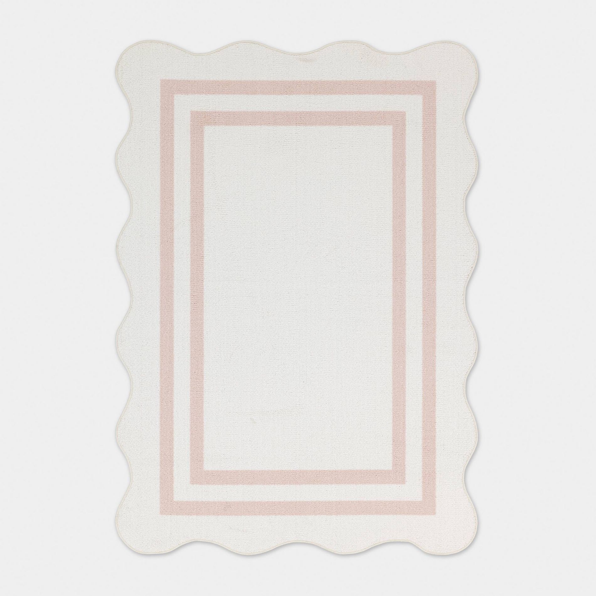 5'x7' Double Border with Scallop Edge Dorm Area Rug Pink/Ivory - Threshold™