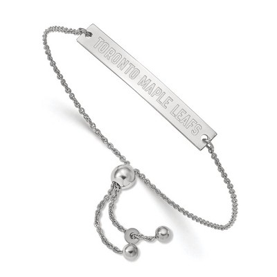 Black Bow Jewelry Sterling Silver Toronto Maple Leafs NHL Identification Bracelet 9 Inch