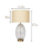 KTMBDW 17" Glass/Metal LED Table Lamp Cottage French Country Rustic Bedside Desk Nightstand Lamp for Bedroom Living Room Office White - 4 of 4