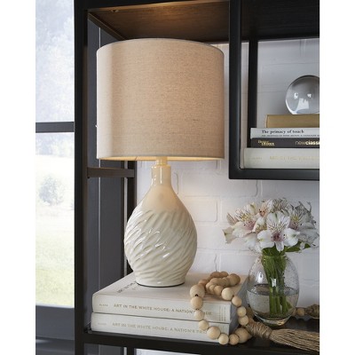 Garinton Cream Ceramic Table Lamp with Textured Base