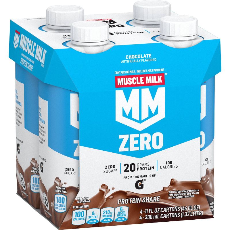 Muscle Milk Genuine Zero Sugar Protein Shake - Chocolate - 11 fl oz/4pk, 2 of 6