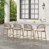 Christopher Knight Home Edna Outdoor 30" Aluminum and Rattan Barstools with Scallop-shaped Backrest (Set of 4) - 2 of 4