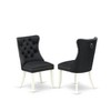 East West Furniture DAP2F12 Dallas Parson Dining Chairs - Button Tufted Nailhead Trim Dark Gray faux Leather Upholstered Chairs, Set of 2, linen white - 2 of 4