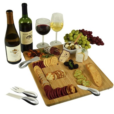 Picnic at Ascot Monogrammed Bamboo Charcuterie, Cheese & Cracker Serving Board