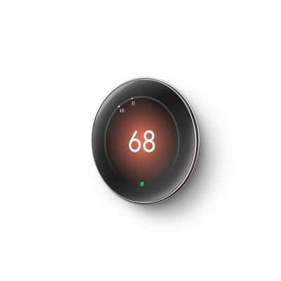 Polished Silver Smart Thermostat with Temperature Sensor