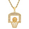Steeltime 24" 18k gold plated stainless steel and simulated diamonds basketball pendant - 2 of 4