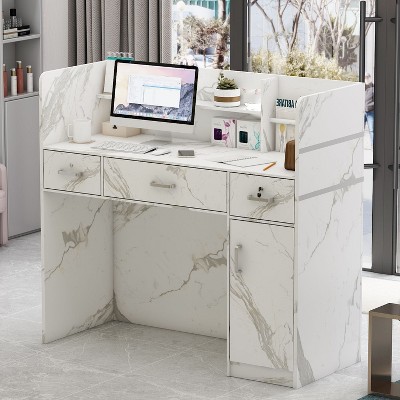 FUFU&GAGA Working Reception Desk Counter With Storage Drawers Checkout Counter Cashier Desk