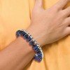 Chisel Stainless Steel Polished Box Chain and Blue Tiger's Eye Beads 2 Strand 8.5" Bracelet - 4 of 4