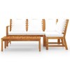 vidaXL Outdoor Patio Lounge Set - 4 Piece Cream Acacia Wood Furniture Set with Thick Padded Cushions & Coffee Table - Sleek Modern Design - 3 of 4