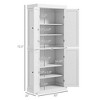 Gulches 72.5"H Freestanding Kitchen Pantry Cabinet - 4 Doors, 2 Adjustable Shelves, 6-Tier Storage, Magnetic Catches, White Wood Grain, 30"W x16"D - 4 of 4