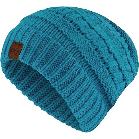 Market & Layne Women Chunky Knit Beanie Hat, Women Winter Hat (Teal)