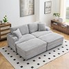 Modern 88.6" Corduroy Deep Seat Sofa with 2 Storage Ottomans, Cloud-Like Comfy 3-Seater Couch for Living Room or Small Spaces–The Pop Home - 3 of 4