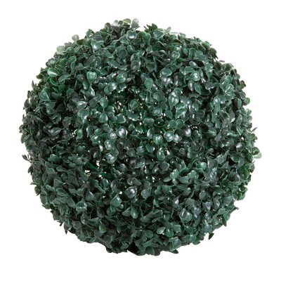 Solar-Powered Green Boxwood Topiary Ball with LED Lights