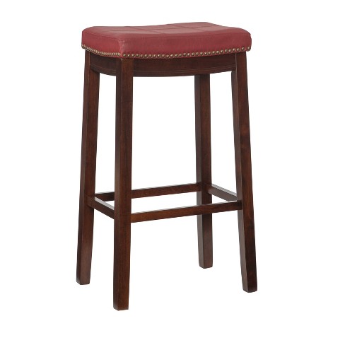 Leather backless bar discount stools with nailheads