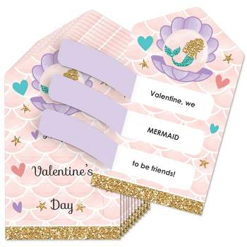 Big Dot of Happiness Let's Be Mermaids - Under the Sea Cards for Kids - Happy Valentine's Day Pull Tabs - Set of 12