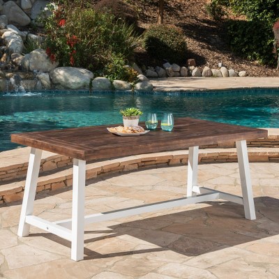 Coolbibila-Acacia Wood Dining Table,  Outdoor Table That Resistant To Weather And Water, Rectangular Dining Table With 71 Inch Long