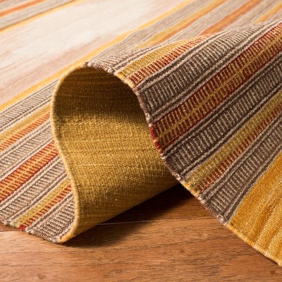 Hand-Knotted Red and Natural Wool Geometric Runner Rug