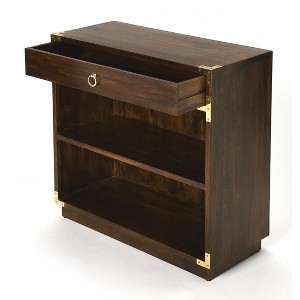 HomeRoots 28" Dark Brown Wood Two Tier Bookcase with A Drawer - 1 of 4