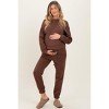 Pinkblush Brown Fleece Long Sleeve Maternity Pullover & Jogger Set - 2 of 4