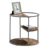 24" Round Industrial End Table with Half-Shelf Design and 3-Tier Storage for Modern Living Room - 2 of 4