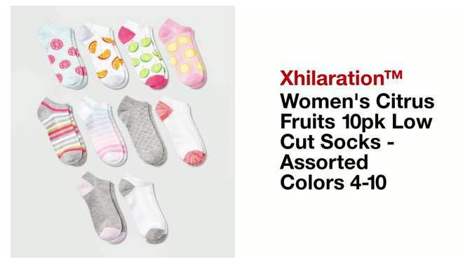 Women&#39;s Citrus Fruits 10pk Low Cut Socks - Xhilaration&#8482; Assorted Colors 4-10, 2 of 5, play video