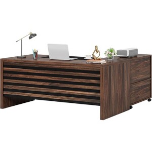 Tribesigns 62.2" Large Executive Desk with Mobile File Cabinet, L-Shaped Office Desk with Storage Shelves - 1 of 4
