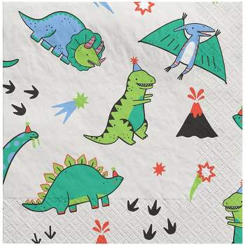 20ct Fossil Friends Dinosaur Disposable Napkins - Spritz™