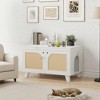MAYEERTY 31*20" Flip-Top Hidden Cat Box Cabinet with Rattan Doors & Dual Entrances, White - 2 of 4