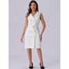 Allegra K Women's Sleeveless V Neck Notched Lapel Double Breasted Belted Work Office Dress - 3 of 4