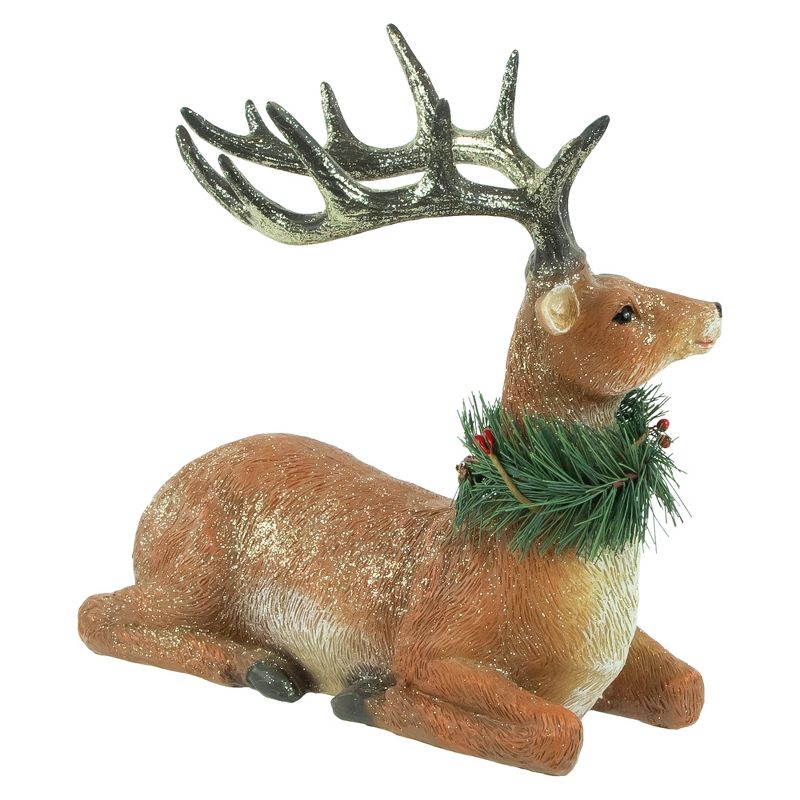 Northlight 10" Glittered Brown Kneeling Deer Christmas Decoration, 4 of 8