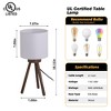 HBEZON 18''H Tripod Table Lamp with White Linen Shade for Bedroom, Living Room, Dining Room, Office, Rubber Wood - image 4 of 4