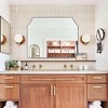 TEHOME 40 in. W x 32 in. H Large Arch Mantel Bathroom Mirror in Matt Black - 3 of 4