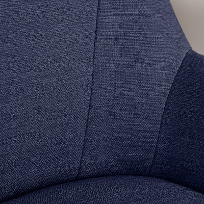 Blue Fabric Modern Swivel Home Office Chair with Fixed Arms