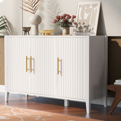 Featured Three-door Storage Cabinet With Metal Handles, Suitable For Corridors, Entrances, Living Rooms, And Study Rooms
