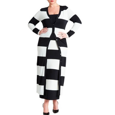ELOQUII Women's Plus Size Long Striped Cardigan