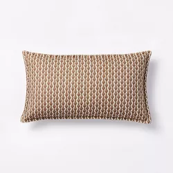 Oblong Wood Block Floral Decorative Throw Pillow Camel/Mauve - Threshold™ designed with Studio McGee