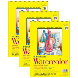 Strathmore 300 Series Watercolor Pad, Cold Pressed, Top Wire Binding, 12 Sheet, 9x12 inch, Pack of 3 - 1 of 4