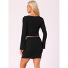 INSPIRE CHIC Women's Twist V Neck Bell Sleeves Top and Mini Skirt Knitted 2 Pieces Outfits Sets - 4 of 4